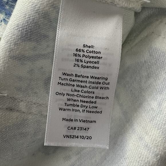 Talbots Jeans Womens Slim Ankle 10 Blue Green Watercolor Vases Pants Stretch++ - Picture 11 of 15